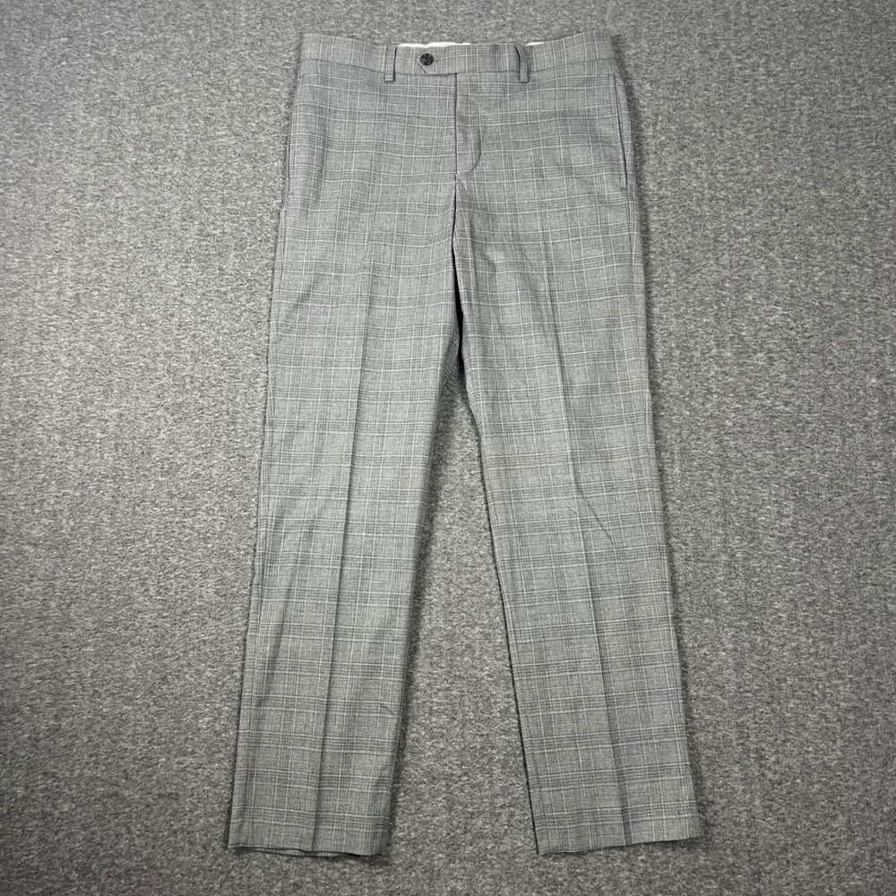 Ralph Ralph Lauren Dress Pants Mens 34x30 Grey Plaid Flat Front Trousers